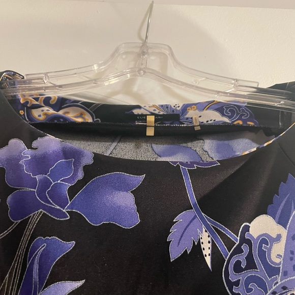 Like new Elie Tahari black floral pattern minidress w/kimono style sleev… - Picture 8 of 12